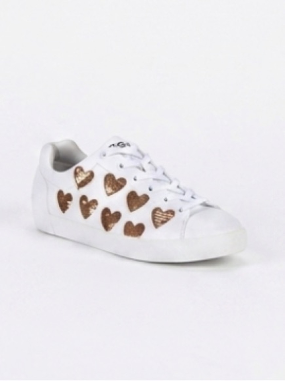 ASH White “Nikita” Gold Sequin Heart Sneaker Sz 37/US 6.5-7 Excellent Condition!